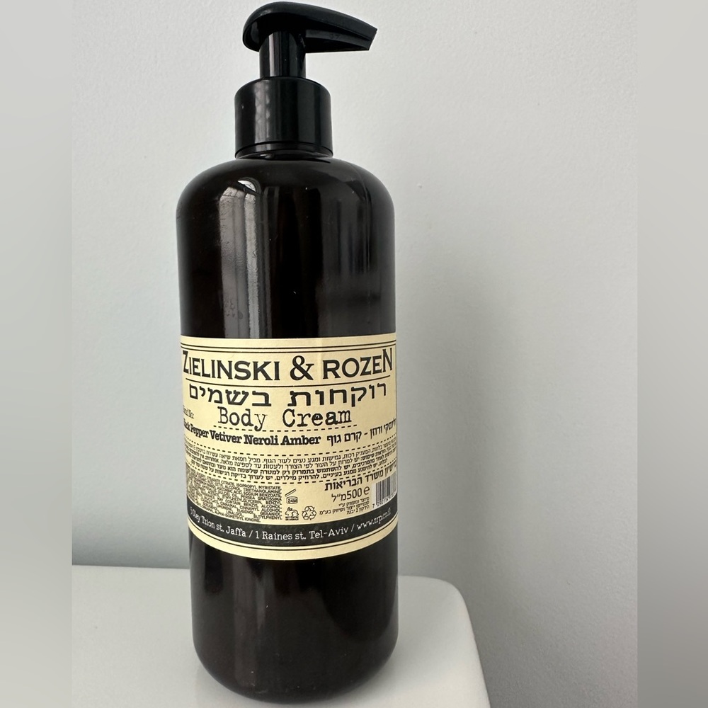 Zielinski & Rozen Black Pepper, Vetiver, Neroli, Amber BODY CREAM Pump 500ml